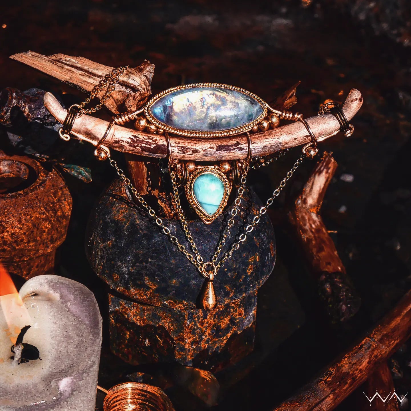 inner peace " white labradorite & larimar necklace